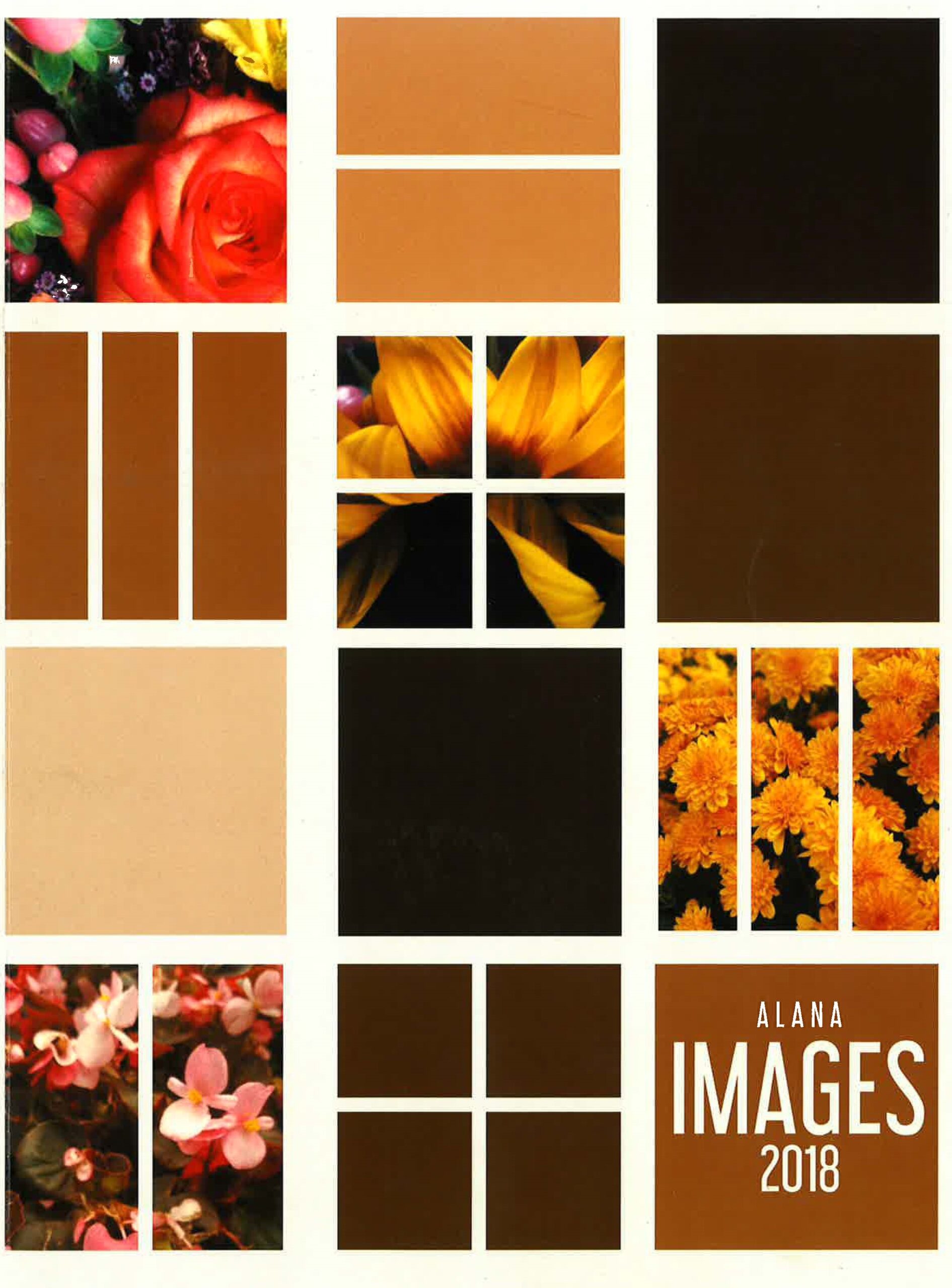 IMAGES 2018 cover with 12 square sections containing different flowers in red, yellow and pink along with shades of brown. 