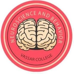 Circular pink Vassar College ‘Neuroscience and Behavior’ logo with a stylized brain in the center.