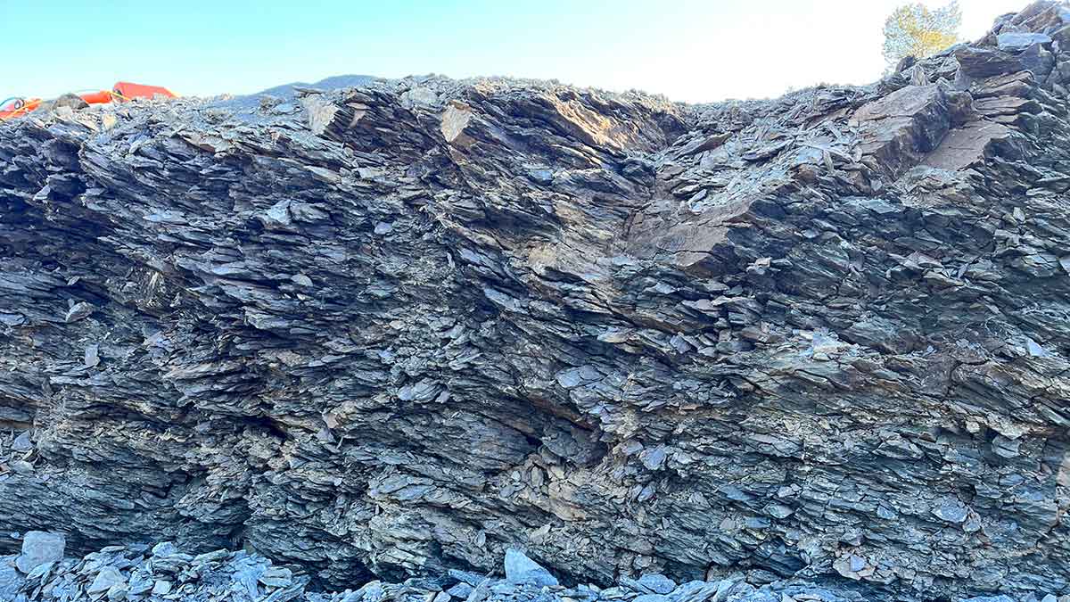 Shale exposed from excavation at a construction site