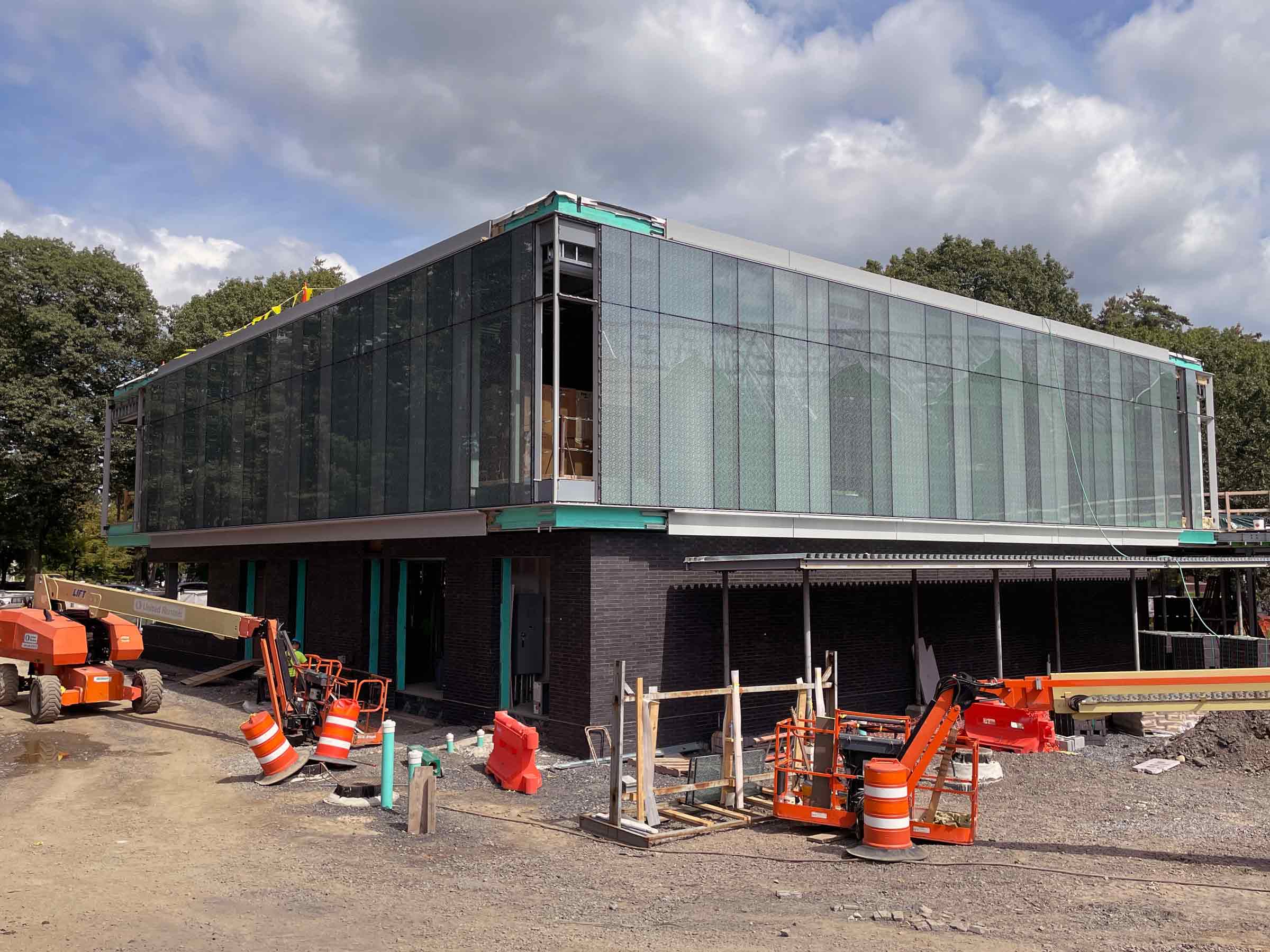 Construction site with a building in a state of completion