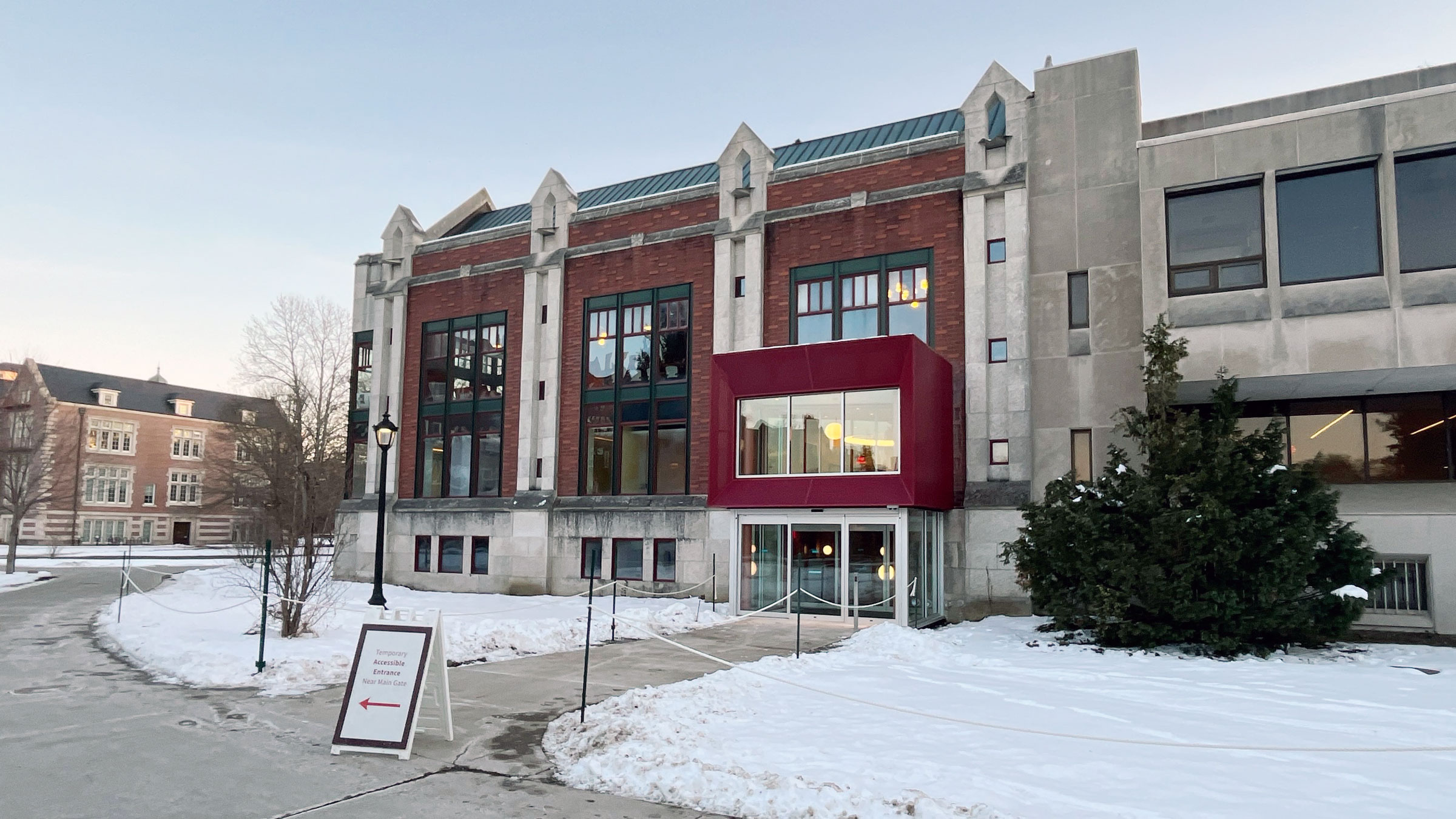 Exterior view of a building entrance.