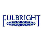 Fulbright Program logo with the word 'Fulbright' in blue capital letters above a stylized blue globe design.